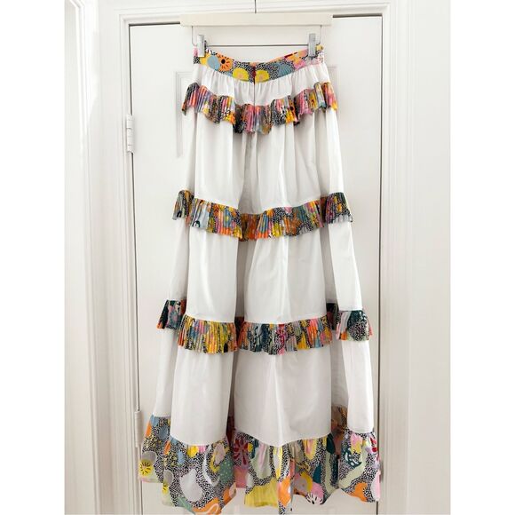 Celia B Womens Multicolor Tiered Lined Floral Pleated A-Line Skirt Small - Picture 4 of 5